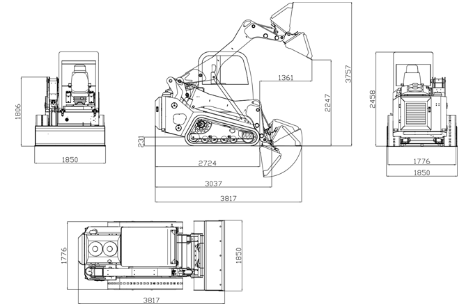 Rippa RS20 Skid Steer with Kubota Engine, Pilot Tracks