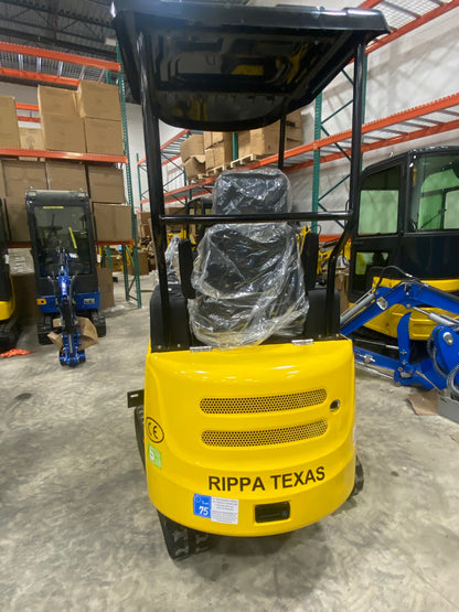 Rippa Mini Excavator with Kubota D902 Diesel, Canopy, Pilot Controls