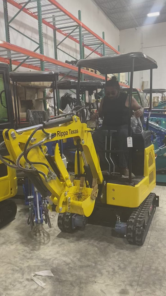 Rippa Mini Excavator with Kubota D902 Diesel, Canopy, Pilot Controls