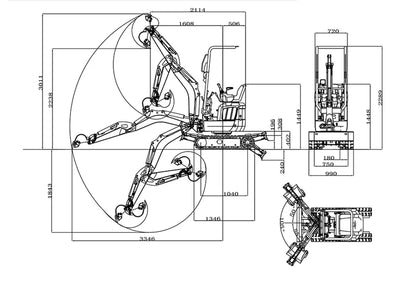 Rippa R13-2 Pro With Expansion Tracks and Swing Boom, Kubota Engine